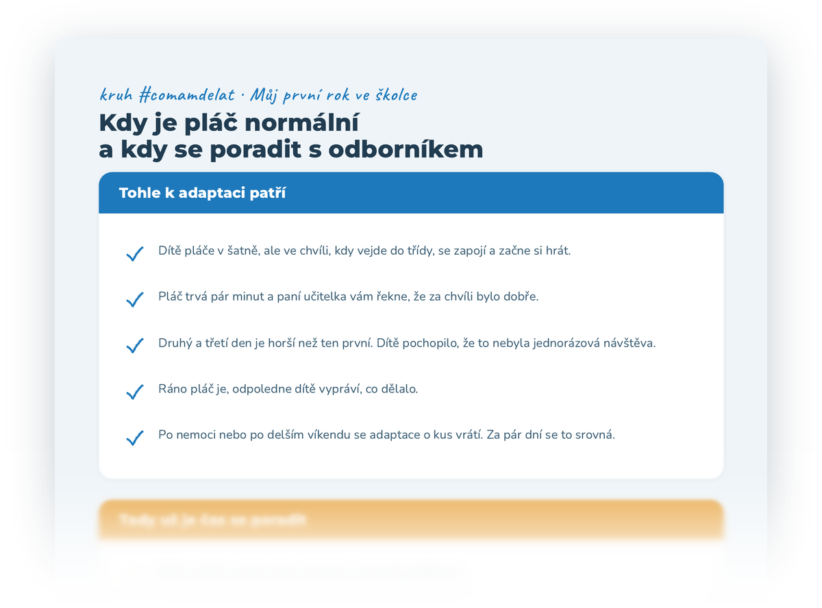 Horní polovina checklistu Kdy je pláč normální